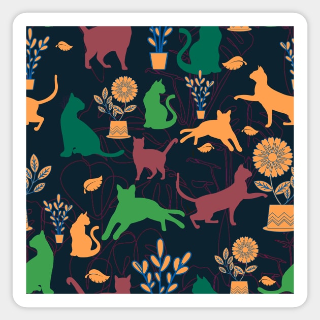 Kitties and Houseplants spooky autumn colors Sticker by sandpaperdaisy